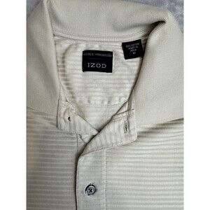 IZOD Polo Shirt M Beige Double Mercerized Cotton Classic Fit Golf Casual Mens